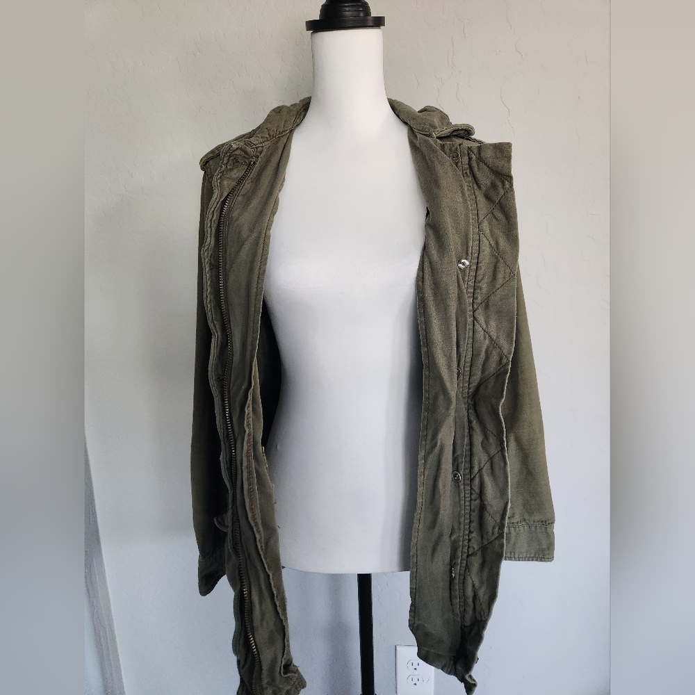 Free People Not Your Brothers Surplus Jacket Pockets Drawstring Waist Olive Sz M - Picture 6 of 12